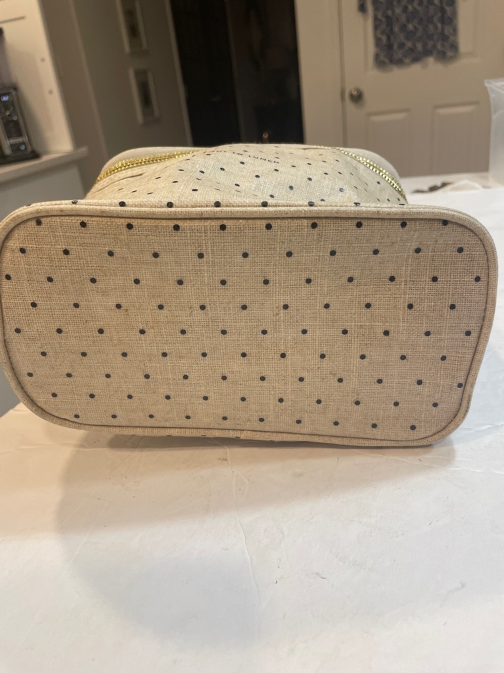 kate spade Beige and Black Polka Dot Top-Handle  Put to Lunch bag - Picture 5 of 6
